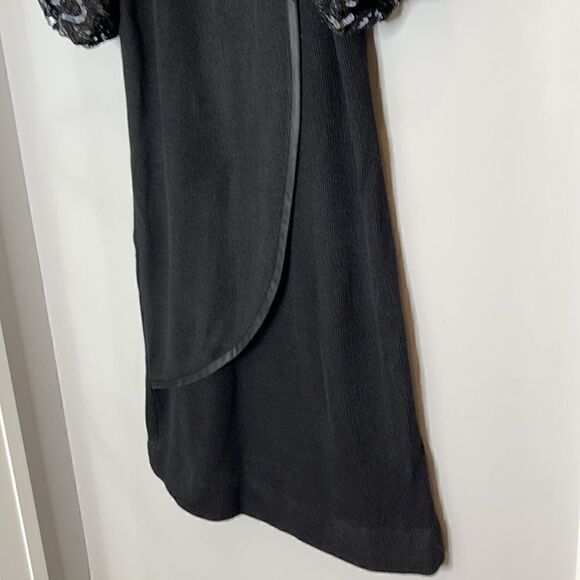 Vintage 80’s Leslie Fay Sequin Puff Sleeve Midi Dress - Picture 4 of 12
